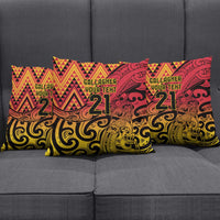 New Zealand Rangatira Custom Pillow Cover Red and Gold Niho Taniwha Maori Tribal - Polynesian Pride