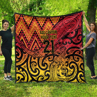 New Zealand Rangatira Custom Quilt Red and Gold Niho Taniwha Maori Tribal LT9 - Polynesian Pride