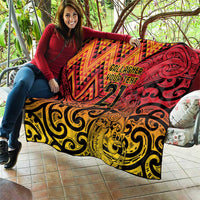 New Zealand Rangatira Custom Quilt Red and Gold Niho Taniwha Maori Tribal LT9 - Polynesian Pride