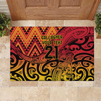 New Zealand Rangatira Custom Rubber Doormat Red and Gold Niho Taniwha Maori Tribal LT9 Gold - Polynesian Pride
