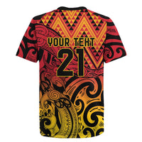New Zealand Rangatira Custom Rugby Jersey Red and Gold Niho Taniwha Maori Tribal LT9 - Polynesian Pride