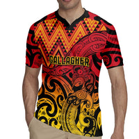 New Zealand Rangatira Custom Rugby Jersey Red and Gold Niho Taniwha Maori Tribal LT9 - Polynesian Pride