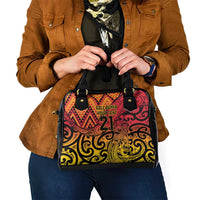 New Zealand Rangatira Custom Shoulder Handbag Red and Gold Niho Taniwha Maori Tribal LT9 - Polynesian Pride