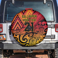 New Zealand Rangatira Custom Spare Tire Cover Red and Gold Niho Taniwha Maori Tribal