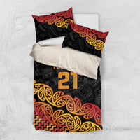 New Zealand Rugby Pacific Custom Bedding Set Rangatira Maori Kowhaiwhai Pattern LT9 US Twin 172cm x 218cm Gold - Polynesian Pride