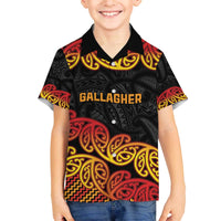 New Zealand Rugby Pacific Custom Family Matching Off The Shoulder Long Sleeve Dress and Hawaiian Shirt Rangatira Maori Kowhaiwhai Pattern