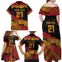 New Zealand Rugby Pacific Custom Family Matching Off Shoulder Maxi Dress and Hawaiian Shirt Rangatira Maori Kowhaiwhai Pattern LT9 - Polynesian Pride