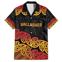 New Zealand Rugby Pacific Custom Family Matching Short Sleeve Bodycon Dress and Hawaiian Shirt Rangatira Maori Kowhaiwhai Pattern LT9 Dad's Shirt - Short Sleeve Gold - Polynesian Pride