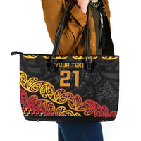 New Zealand Rugby Pacific Custom Leather Tote Bag Rangatira Maori Kowhaiwhai Pattern