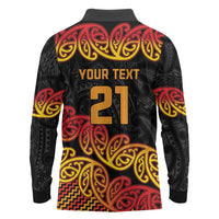New Zealand Rugby Pacific Custom Long Sleeve Polo Shirt Rangatira Maori Kowhaiwhai Pattern