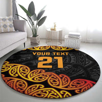 New Zealand Rugby Pacific Custom Round Carpet Rangatira Maori Kowhaiwhai Pattern
