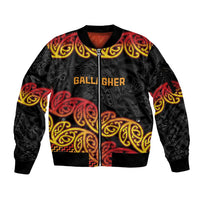 New Zealand Rugby Pacific Custom Sleeve Zip Bomber Jacket Rangatira Maori Kowhaiwhai Pattern