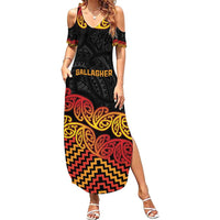 New Zealand Rugby Pacific Custom Summer Maxi Dress Rangatira Maori Kowhaiwhai Pattern