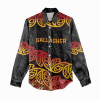 New Zealand Rugby Pacific Custom Women Casual Shirt Rangatira Maori Kowhaiwhai Pattern