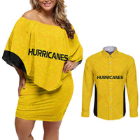 New Zealand Rugby Pacific Custom Couples Matching Off Shoulder Short Dress and Long Sleeve Button Shirt Hau Awhiowhio Maori Tribal Tattoo