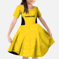 New Zealand Rugby Pacific Custom Family Matching Off Shoulder Maxi Dress and Hawaiian Shirt Hau Awhiowhio Maori Tribal Tattoo LT9 Daughter's Dress Gold - Polynesian Pride