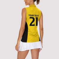 New Zealand Rugby Pacific Custom Women Sleeveless Polo Shirt Hau Awhiowhio Maori Tribal Tattoo