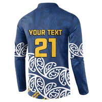 New Zealand Rugby Pacific Custom Button Sweatshirt Kahupeka Maori Kowhaiwhai Pattern