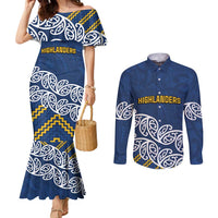 New Zealand Rugby Pacific Custom Couples Matching Mermaid Dress and Long Sleeve Button Shirt Kahupeka Maori Kowhaiwhai Pattern