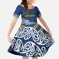 New Zealand Rugby Pacific Custom Family Matching Off The Shoulder Long Sleeve Dress and Hawaiian Shirt Kahupeka Maori Kowhaiwhai Pattern