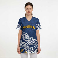 New Zealand Rugby Pacific Custom Scrub Top Kahupeka Maori Kowhaiwhai Pattern - Polynesian Pride