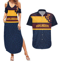 New Zealand Rugby Pacific Custom Couples Matching Summer Maxi Dress and Hawaiian Shirt Kahupeka Retro 2025 Taniko Motif LT9 Blue - Polynesian Pride