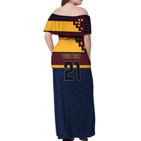 New Zealand Rugby Pacific Custom Off Shoulder Maxi Dress Kahupeka Retro 2025 Taniko Motif LT9 - Polynesian Pride