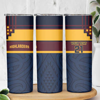 New Zealand Rugby Pacific Custom Skinny Tumbler Kahupeka Retro 2025 Taniko Motif LT9 - Polynesian Pride