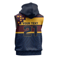 New Zealand Rugby Pacific Custom Sleeveless Zip Hoodie Kahupeka Retro 2025 Taniko Motif LT9 - Polynesian Pride