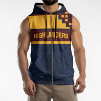 New Zealand Rugby Pacific Custom Sleeveless Zip Hoodie Kahupeka Retro 2025 Taniko Motif - Polynesian Pride