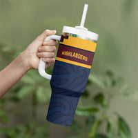 New Zealand Rugby Pacific Custom Tumbler With Handle Kahupeka Retro 2025 Taniko Motif LT9 - Polynesian Pride