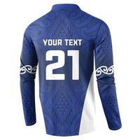 New Zealand Rugby Pacific Custom Button Sweatshirt Kahurangi Auckland All Blue