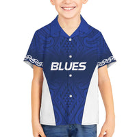 New Zealand Rugby Pacific Custom Family Matching Long Sleeve Bodycon Dress and Hawaiian Shirt Kahurangi Auckland All Blue