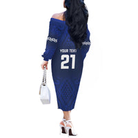 New Zealand Rugby Pacific Custom Off The Shoulder Long Sleeve Dress Kahurangi Auckland All Blue