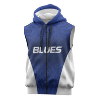 New Zealand Rugby Pacific Custom Sleeveless Zip Hoodie Kahurangi Auckland All Blue LT9 Blue - Polynesian Pride