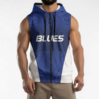 New Zealand Rugby Pacific Custom Sleeveless Zip Hoodie Kahurangi Auckland All Blue LT9 - Polynesian Pride
