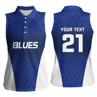 New Zealand Rugby Pacific Custom Women Sleeveless Polo Shirt Kahurangi Auckland All Blue