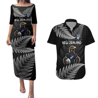 New Zealand Rugby Custom Couples Matching Puletasi and Hawaiian Shirt Glory Be To Black Silver-fern - Polynesian Pride
