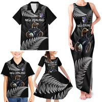 New Zealand Rugby Custom Family Matching Tank Maxi Dress and Hawaiian Shirt Glory Be To Black Silver-fern - Polynesian Pride