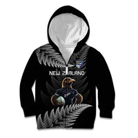 New Zealand Rugby Custom Kid Hoodie Glory Be To Black Silver-fern - Polynesian Pride