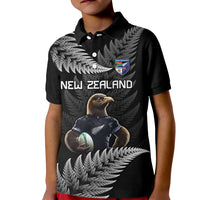 New Zealand Rugby Custom Kid Polo Shirt Glory Be To Black Silver-fern - Polynesian Pride