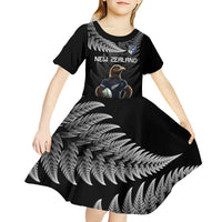 New Zealand Rugby Custom Kid Short Sleeve Dress Glory Be To Black Silver-fern - Polynesian Pride
