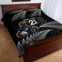 New Zealand Rugby Custom Quilt Bed Set Glory Be To Black Silver-fern - Polynesian Pride