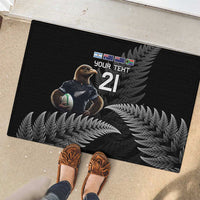 New Zealand Rugby Custom Rubber Doormat Glory Be To Black Silver-fern - Polynesian Pride