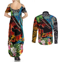 Hawaii Strong Maui Wildfire Couples Matching Summer Maxi Dress and Long Sleeve Button Shirts Pray For Lahaina Maui LT9 - Polynesian Pride
