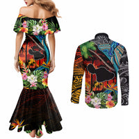 Personalised Hawaii Strong Maui Wildfire Couples Matching Mermaid Dress and Long Sleeve Button Shirts Pray For Lahaina Maui LT9 - Polynesian Pride