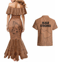 Hawaii Strong Maui Wildfire Couples Matching Mermaid Dress and Hawaiian Shirt No1 LT9 - Polynesian Pride