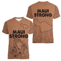 Hawaii Strong Maui Wildfire Women V Neck T Shirt No1 LT9 - Polynesian Pride