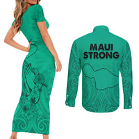 Hawaii Strong Maui Wildfire Couples Matching Short Sleeve Bodycon Dress and Long Sleeve Button Shirts No2 LT9 - Polynesian Pride