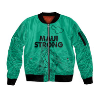 Hawaii Strong Maui Wildfire Sleeve Zip Bomber Jacket No2 LT9 Unisex Green - Polynesian Pride
